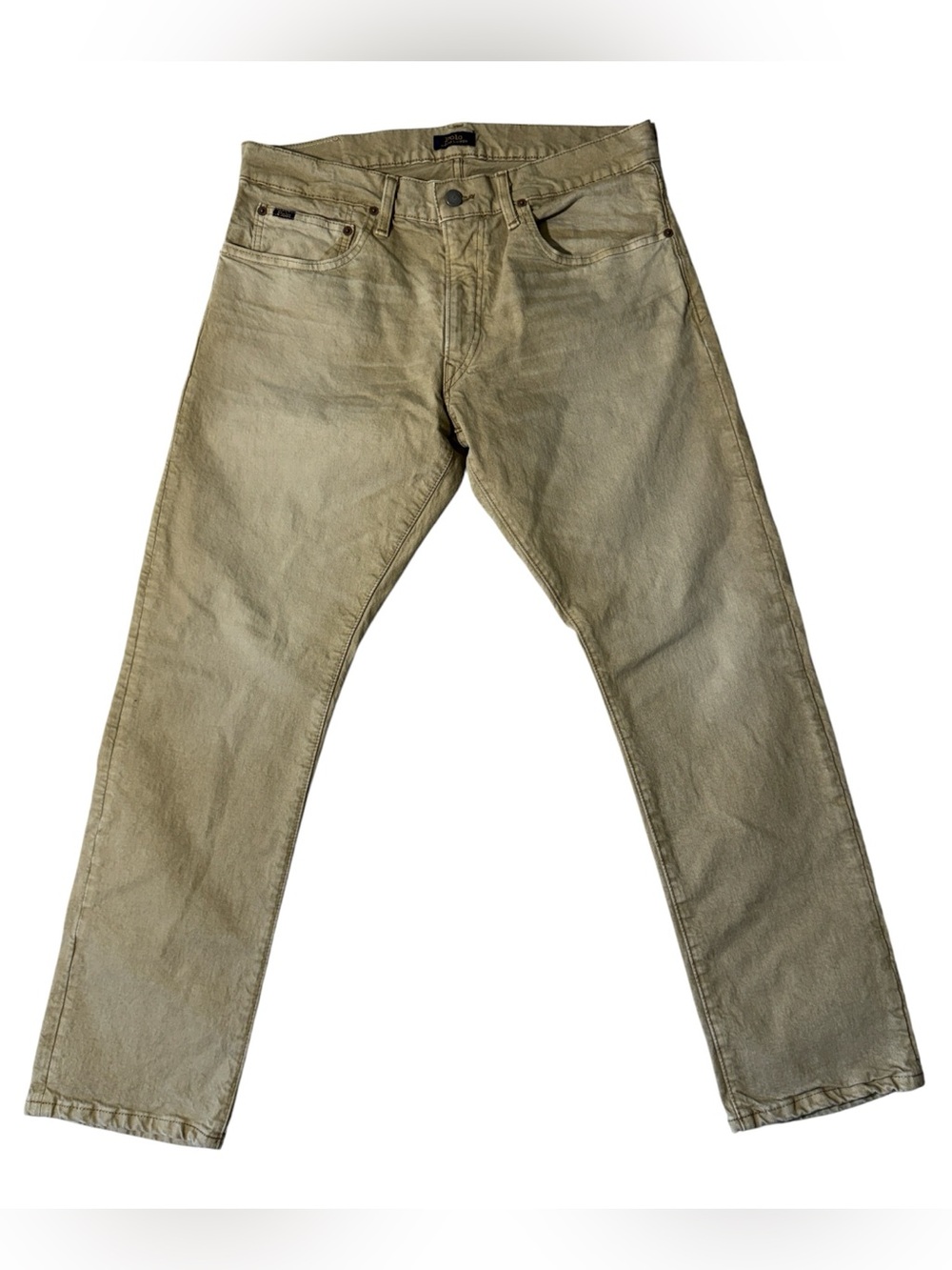 Polo Ralph Lauren mens 32x30 tan faded Varick slim straight denim jeans EUC